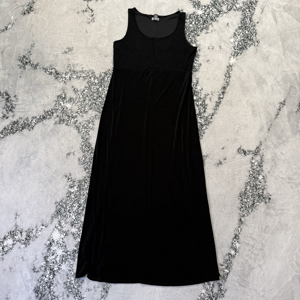 Travelers Chicos Dress Womens Size M Black Velvet Sleeveless Bodycon Lining Maxi